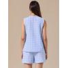 image:imageAllegra K Gingham 2 Piece Outfits for Womens Summer Beach Plaid Sleeveless Vest and Shorts Matching SetsBlue