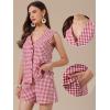 image:imageAllegra K Gingham 2 Piece Outfits for Womens Summer Beach Plaid Sleeveless Vest and Shorts Matching SetsRed