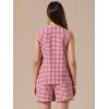 image:imageAllegra K Gingham 2 Piece Outfits for Womens Summer Beach Plaid Sleeveless Vest and Shorts Matching SetsRed