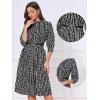 image:imageAllegra K Pleated Dress for Womens Puff Half Sleeve Crew Neck Casual ALine DressesBlack