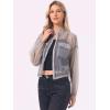 image:imageAllegra K Sheer Bomber Jacket for Womens Zip Up Long Sleeve See Through JacketsGrey