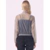 image:imageAllegra K Sheer Bomber Jacket for Womens Zip Up Long Sleeve See Through JacketsGrey