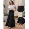 image:imageAllegra K Summer Flowy Boho Maxi Skirt for Women Tiered Elastic High Waist 2026 A Line Casual Beach Long Skirt with PocketsBlack