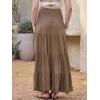 image:imageAllegra K Summer Flowy Boho Maxi Skirt for Women Tiered Elastic High Waist 2026 A Line Casual Beach Long Skirt with PocketsKhaki