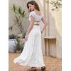 image:imageAllegra K Summer Flowy Boho Maxi Skirt for Women Tiered Elastic High Waist 2026 A Line Casual Beach Long Skirt with PocketsWhite