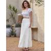 image:imageAllegra K Summer Flowy Boho Maxi Skirt for Women Tiered Elastic High Waist 2026 A Line Casual Beach Long Skirt with PocketsWhite