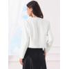 image:imageAllegra K Tweed Jackets for Women Long Sleeve Collarless Open Front Cardigan Business Work Blazer Suit JacketWhite