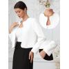 image:imageAllegra K Tweed Jackets for Women Long Sleeve Collarless Open Front Cardigan Business Work Blazer Suit JacketWhite