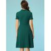 image:imageAllegra K Vintage Work Dresses for Womens 1950s Flat Collar Short Sleeve Fit and Flare DressDark Green