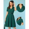 image:imageAllegra K Vintage Work Dresses for Womens 1950s Flat Collar Short Sleeve Fit and Flare DressDark Green