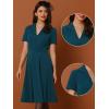 image:imageAllegra K Vintage Work Dresses for Womens 1950s Flat Collar Short Sleeve Fit and Flare DressPeacock Blue