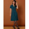 image:imageAllegra K Vintage Work Dresses for Womens 1950s Flat Collar Short Sleeve Fit and Flare DressPeacock Blue