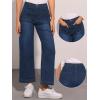 image:imageAllegra K Wide Leg Jeans for Womens High Waisted Stretchy Straight Leg Jeans Buttoned Loose Denim PantsBlack Blue