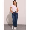 image:imageAllegra K Wide Leg Jeans for Womens High Waisted Stretchy Straight Leg Jeans Buttoned Loose Denim PantsBlack Blue