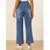 image:imageAllegra K Wide Leg Jeans for Womens High Waisted Stretchy Straight Leg Jeans Buttoned Loose Denim PantsBlue