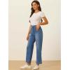 image:imageAllegra K Wide Leg Jeans for Womens High Waisted Stretchy Straight Leg Jeans Buttoned Loose Denim PantsBlue