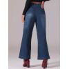image:imageAllegra K Wide Leg Jeans for Womens High Waisted Stretchy Straight Leg Jeans Buttoned Loose Denim PantsDark Blue