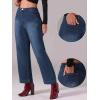 image:imageAllegra K Wide Leg Jeans for Womens High Waisted Stretchy Straight Leg Jeans Buttoned Loose Denim PantsDark Blue