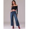 image:imageAllegra K Wide Leg Jeans for Womens High Waisted Stretchy Straight Leg Jeans Buttoned Loose Denim PantsDark Blue