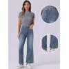 image:imageAllegra K Wide Leg Jeans for Womens High Waisted Stretchy Straight Leg Jeans Buttoned Loose Denim PantsGray Blue