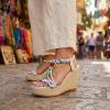 image:imageAllegra K Womens Beaded Tstrap Platform Elastic Peeptoe Sandals Silver 85
