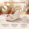 image:imageAllegra K Womens Bohemia Pull on Platform Wedge Heel SandalsBeige1