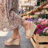 image:imageAllegra K Womens Embroidered Wedge Platform Peeptoe Slip Sandals Beige 85