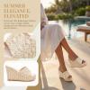 image:imageAllegra K Womens Embroidered Wedge Platform Peeptoe Slip Sandals Beige 85