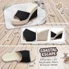 image:imageAllegra K Womens Embroidered Wedge Platform Peeptoe Slip Sandals Beige Black 8