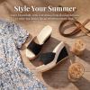 image:imageAllegra K Womens Embroidered Wedge Platform Peeptoe Slip Sandals Beige Black 8
