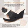 image:imageAllegra K Womens Embroidered Wedge Platform Peeptoe Slip Sandals Black 7