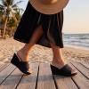 image:imageAllegra K Womens Embroidered Wedge Platform Peeptoe Slip Sandals Black 7