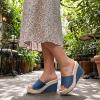 image:imageAllegra K Womens Embroidered Wedge Platform Peeptoe Slip Sandals Blue 9