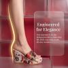 image:imageAllegra K Womens Embroidered Wedge Platform Peeptoe Slip Sandals Red 7