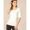 image:imageAllegra K Womens Half Sleeves Boat Neck Fitted Elbow Length Top Soft TShirtBeige