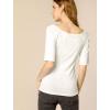 image:imageAllegra K Womens Half Sleeves Boat Neck Fitted Elbow Length Top Soft TShirtBeige