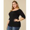 image:imageAllegra K Womens Half Sleeves Boat Neck Fitted Elbow Length Top Soft TShirtBlack