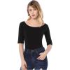 image:imageAllegra K Womens Half Sleeves Boat Neck Fitted Elbow Length Top Soft TShirtBlack