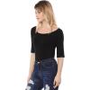 image:imageAllegra K Womens Half Sleeves Boat Neck Fitted Elbow Length Top Soft TShirtBlack