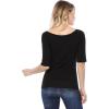 image:imageAllegra K Womens Half Sleeves Boat Neck Fitted Elbow Length Top Soft TShirtBlack