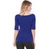 image:imageAllegra K Womens Half Sleeves Boat Neck Fitted Elbow Length Top Soft TShirtBlue