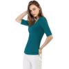 image:imageAllegra K Womens Half Sleeves Boat Neck Fitted Elbow Length Top Soft TShirtBlue Green