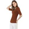 image:imageAllegra K Womens Half Sleeves Boat Neck Fitted Elbow Length Top Soft TShirtBrown