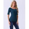 image:imageAllegra K Womens Half Sleeves Boat Neck Fitted Elbow Length Top Soft TShirtDark Blue