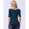 image:imageAllegra K Womens Half Sleeves Boat Neck Fitted Elbow Length Top Soft TShirtDark Blue