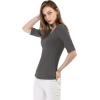 image:imageAllegra K Womens Half Sleeves Boat Neck Fitted Elbow Length Top Soft TShirtDark Gray