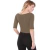 image:imageAllegra K Womens Half Sleeves Boat Neck Fitted Elbow Length Top Soft TShirtDark Khaki