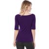 image:imageAllegra K Womens Half Sleeves Boat Neck Fitted Elbow Length Top Soft TShirtDark Purple