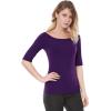 image:imageAllegra K Womens Half Sleeves Boat Neck Fitted Elbow Length Top Soft TShirtDark Purple