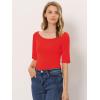 image:imageAllegra K Womens Half Sleeves Boat Neck Fitted Elbow Length Top Soft TShirtDeep Red